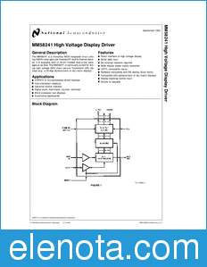 National Semiconductor MM58241 datasheet