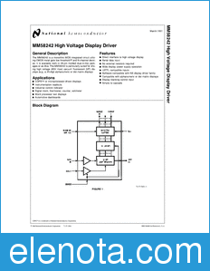 National Semiconductor MM58242 datasheet