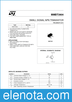 STMicroelectronics MMBT3904 datasheet