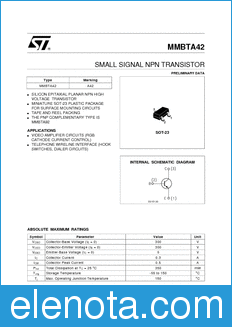 STMicroelectronics MMBTA42 datasheet