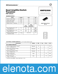 ON Semiconductor MMPQ3906 datasheet