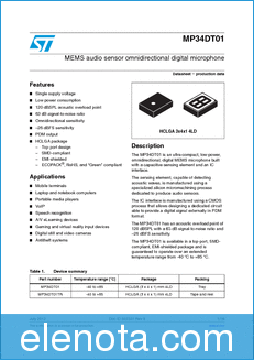 STMicroelectronics MP34DT01 datasheet