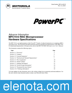 Motorola MPC7410EC datasheet
