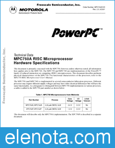 Freescale MPC750EC datasheet