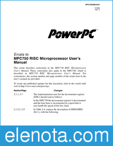 Motorola MPC750UMAD datasheet