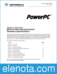 Motorola MPC755EC datasheet