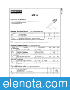 Fairchild MPF102 datasheet