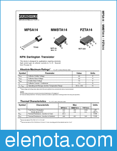 Fairchild MPSA14 datasheet