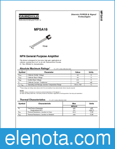 Fairchild MPSA18 datasheet