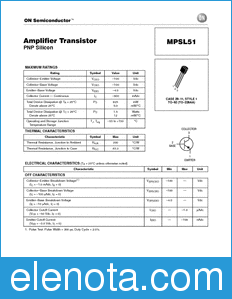 ON Semiconductor MPSL51 datasheet