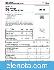 Motorola MRF455 datasheet