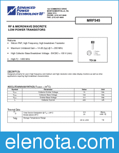 Microsemi MRF545 datasheet
