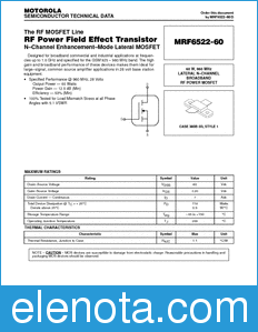Motorola MRF6522-60 datasheet
