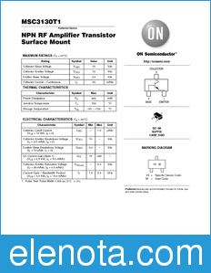 ON Semiconductor MSC3130T1 datasheet