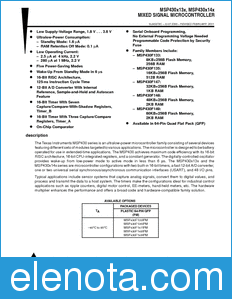 Texas Instruments MSP430F149 datasheet