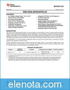 Texas Instruments MSP430F417-DIE datasheet