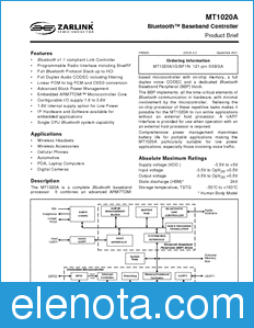 Zarlink Semiconductor MT1020A datasheet