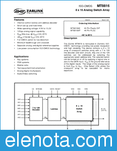 Zarlink Semiconductor MT8816 datasheet