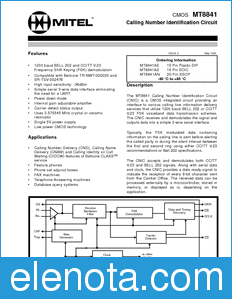 Zarlink Semiconductor MT8841 datasheet
