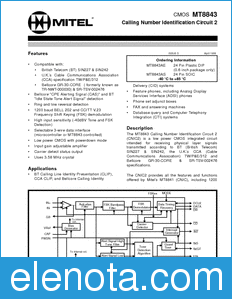 Zarlink Semiconductor MT8843 datasheet