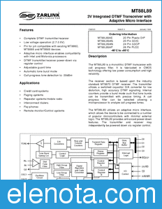 Zarlink Semiconductor MT88L89 datasheet