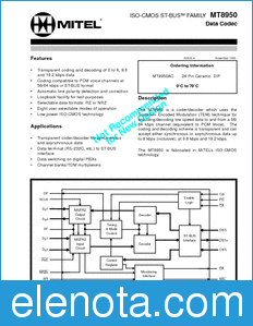 Zarlink Semiconductor MT8950 datasheet