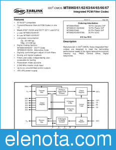 Zarlink Semiconductor MT8961 datasheet