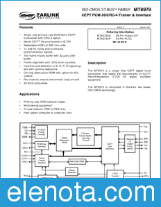 Zarlink Semiconductor MT8979 datasheet