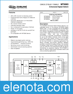 Zarlink Semiconductor MT8985 datasheet
