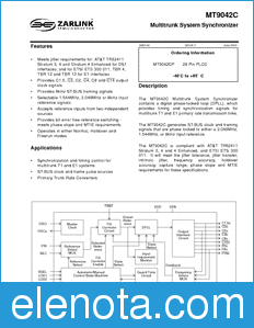 Zarlink Semiconductor MT9042C datasheet