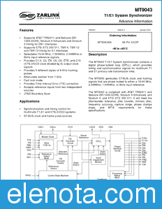 Zarlink Semiconductor MT9043 datasheet