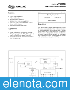 Zarlink Semiconductor MT9080B datasheet