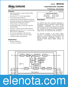 Zarlink Semiconductor MT9123 datasheet