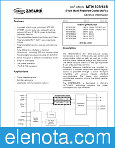Zarlink Semiconductor MT9160B datasheet
