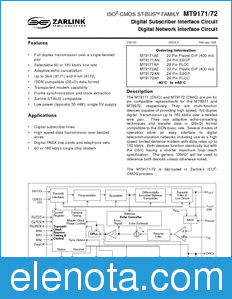 Zarlink Semiconductor MT9171 datasheet