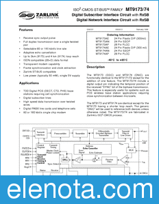 Zarlink Semiconductor MT9174 datasheet