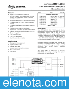 Zarlink Semiconductor MT91L60/61 datasheet