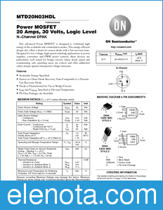 ON Semiconductor MTD20N03HDL datasheet