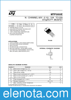 STMicroelectronics MTP3055E datasheet