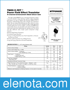 ON Semiconductor MTP6N60E datasheet