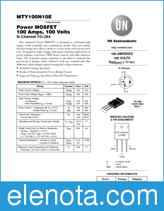 ON Semiconductor MTY100N10E datasheet