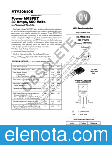 ON Semiconductor MTY30N50E datasheet