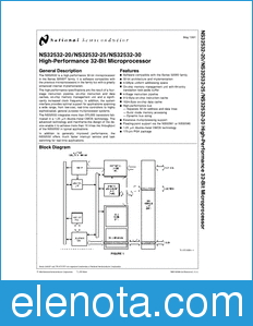 National Semiconductor NS32532-20 datasheet