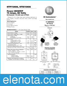 ON Semiconductor NTP75N06 datasheet