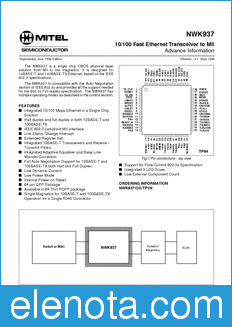 Zarlink Semiconductor NWK937 datasheet