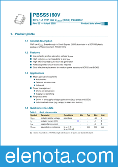 Philips PBSS5160V datasheet