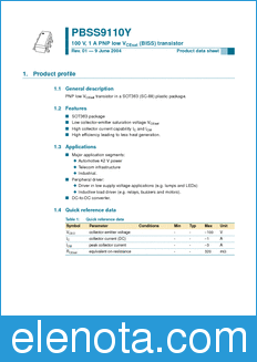 Philips PBSS9110Y datasheet
