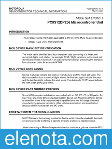 Motorola PC9S12DP256MSE1 datasheet