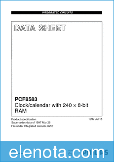 Philips PCF8583p datasheet
