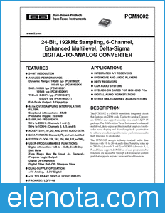 Texas Instruments PCM1602 datasheet